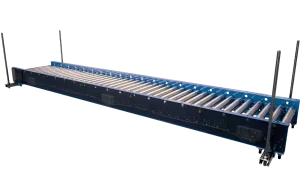 Close-up image of a motorized roller conveyor featuring Motorized Drive Roller (MDR) technology, emphasizing the decentralized, roller-based solution for enhanced control and precision in product movement.